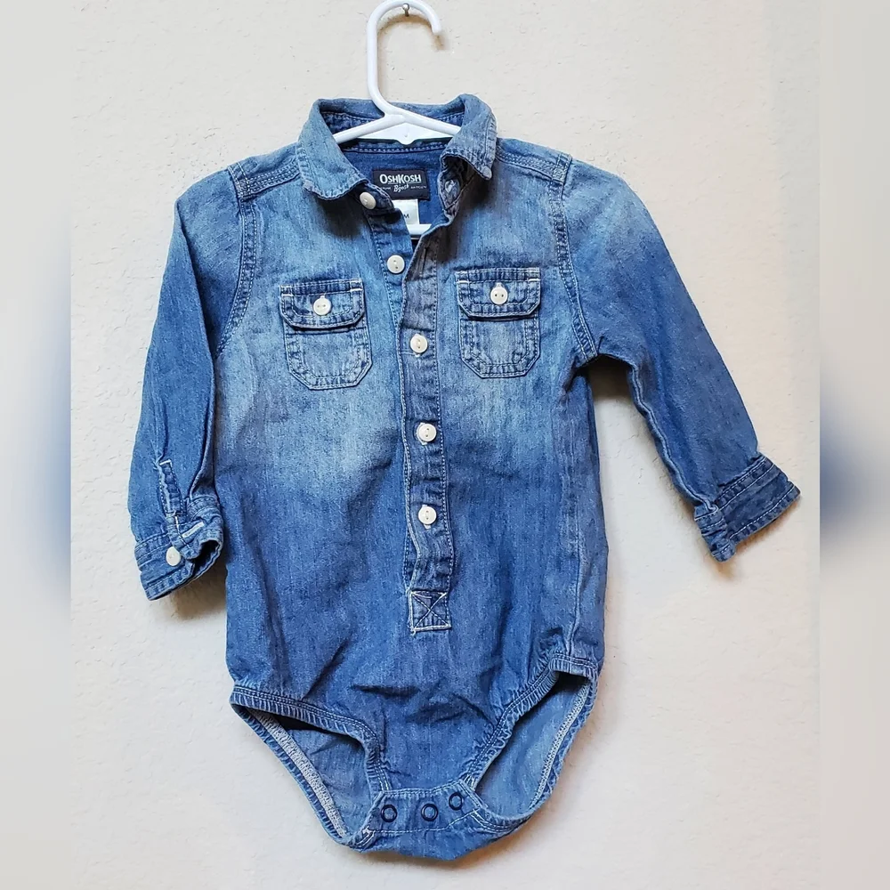 OshKosh B'gosh Blue Denim Baby One Piece. Size 24m